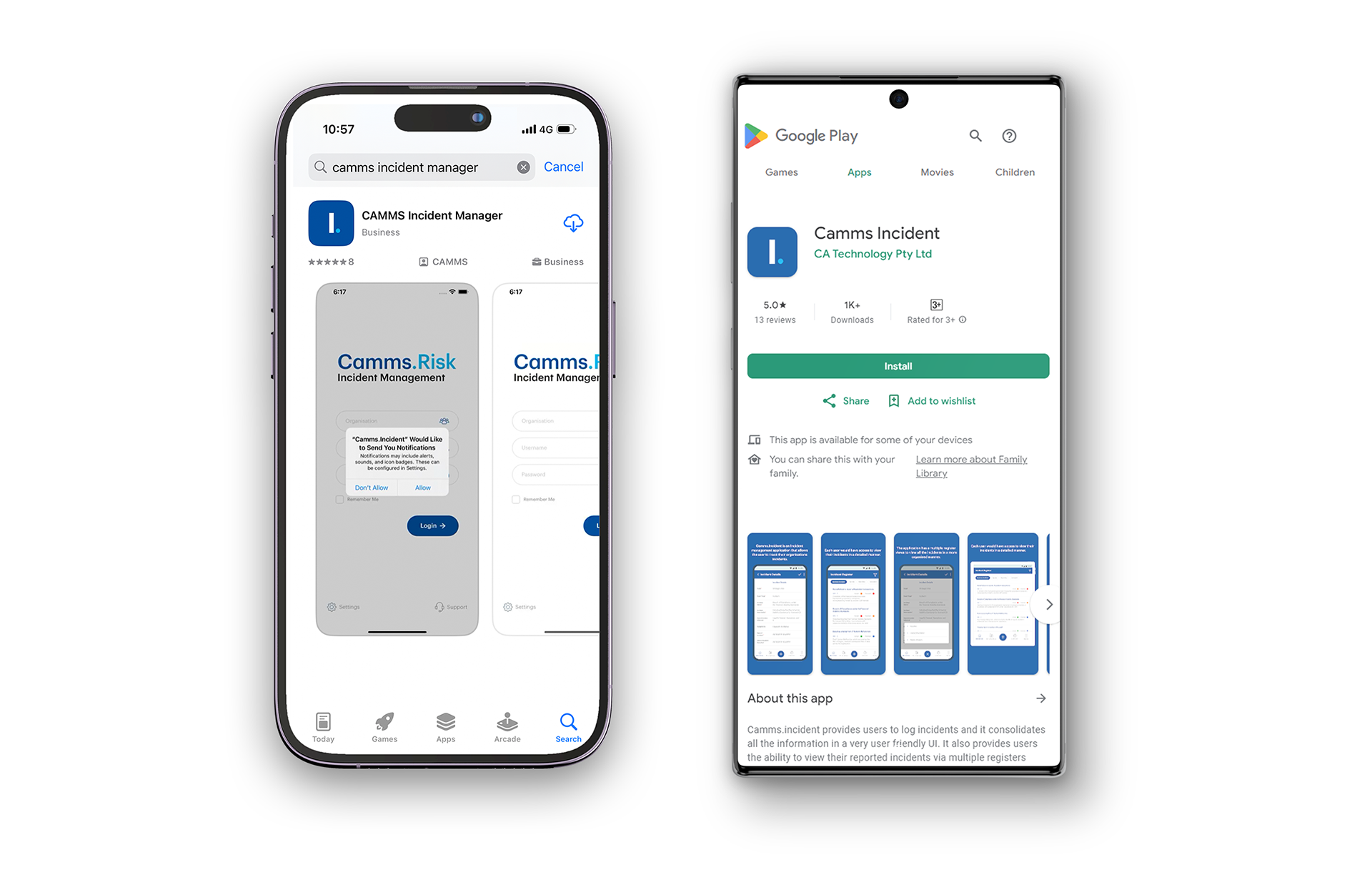 Figure 1.1: Download the GSP - Incident Mobile App from the App Store (iPhone) or Google Play (Android) by searching for 