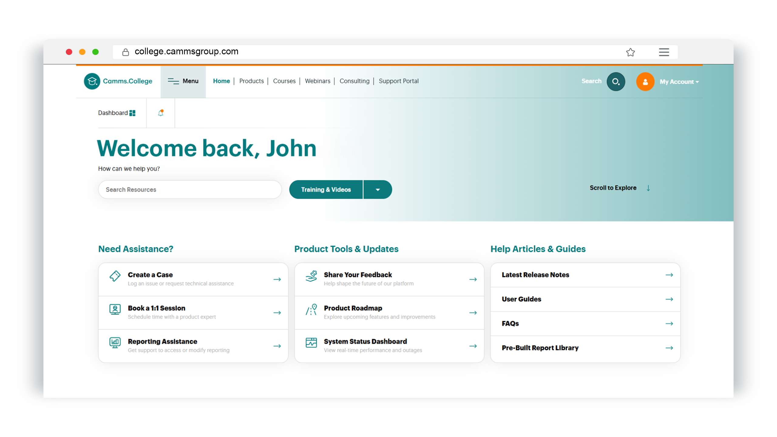 Figure 1.1: The New GSP College Homepage centralises all your help content